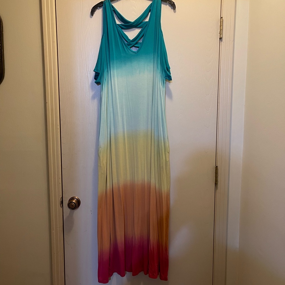 Lane Bryant Multicolored Cold Shoulder Knit Sundress Maxi Size 26/28